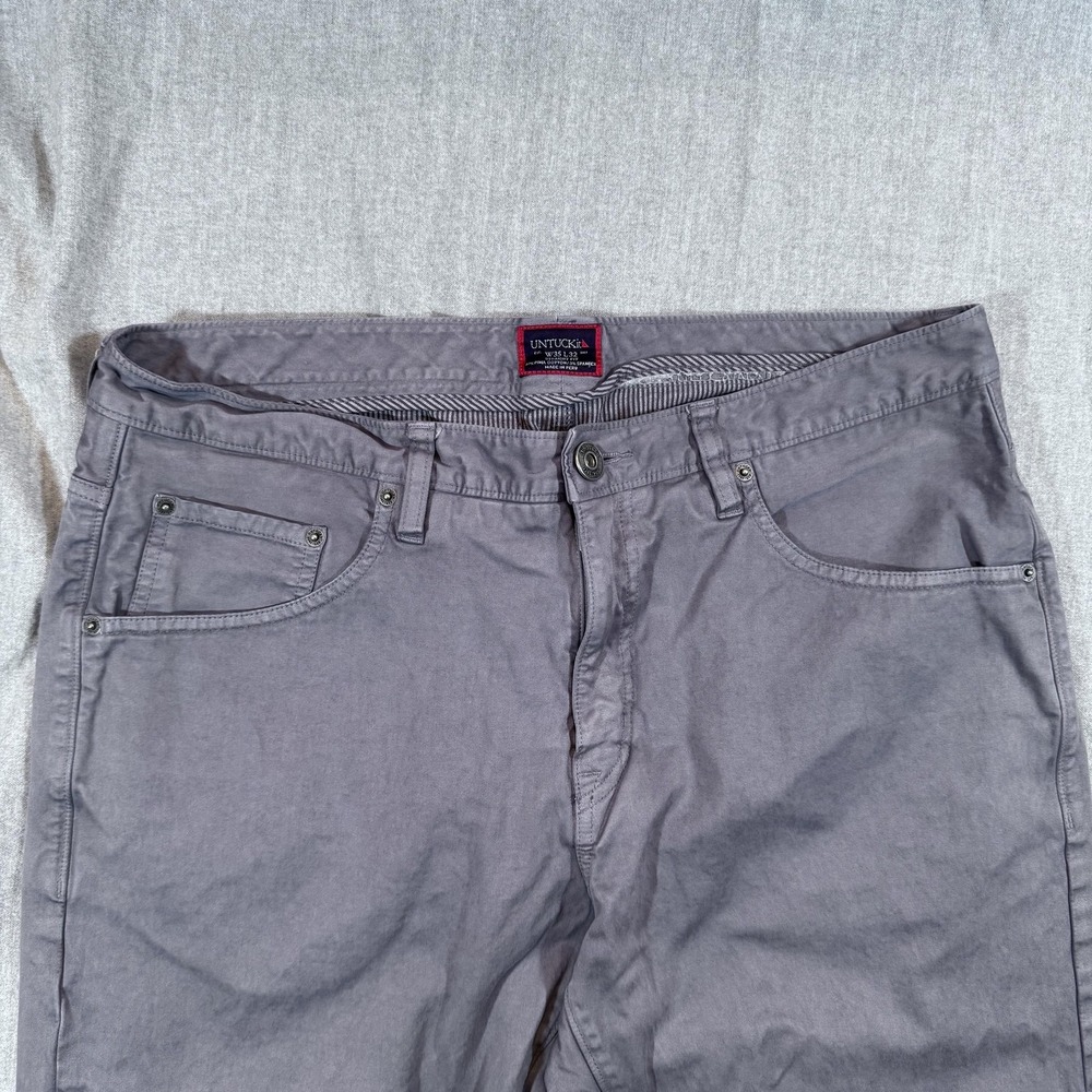 UNTUCKit‎ Pants Mens 35x32 Gray Straight Fit Stretch Pima Cotton Casual Chinos - Picture 2 of 12